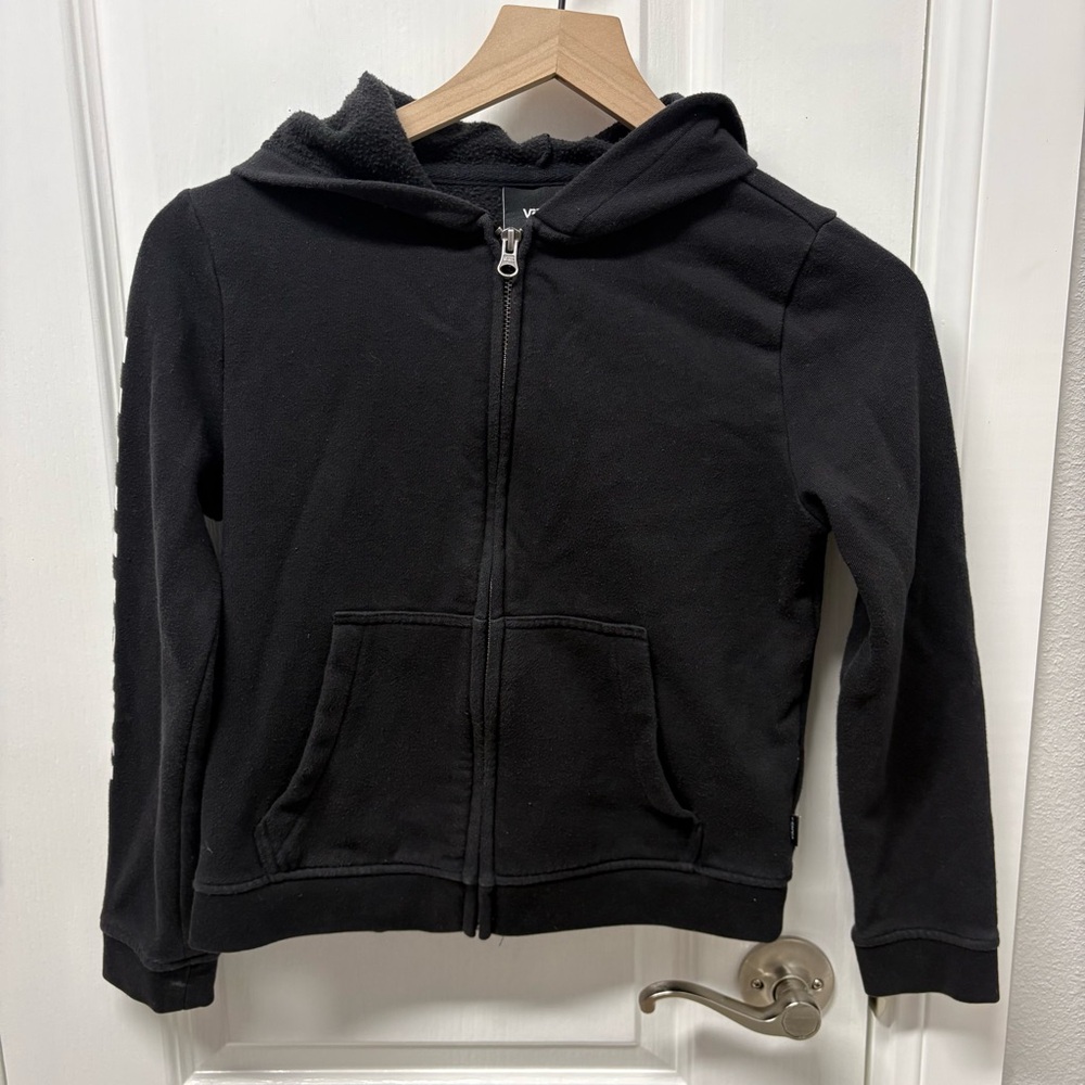 Unisex Vans Black Checkered Zip up Hoodie Sweater Kids Medium